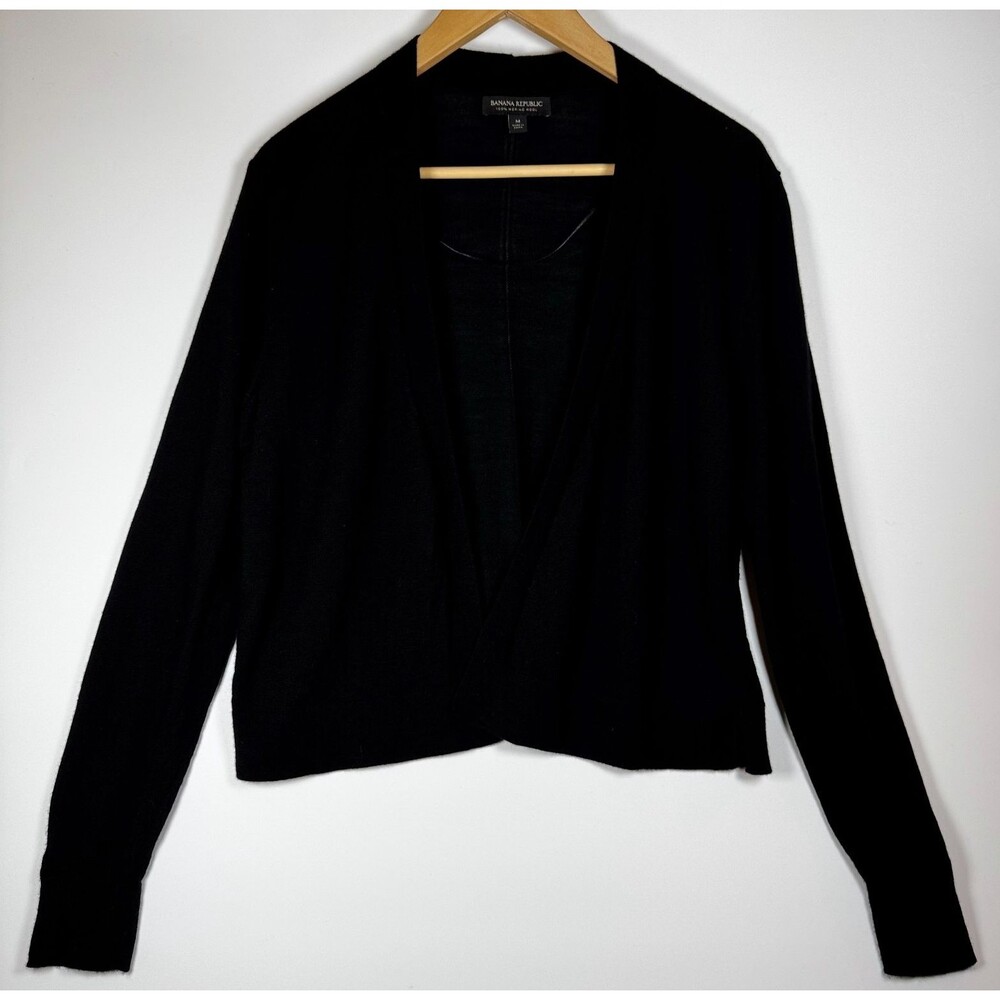 Banana Republic Merino Wool Black Open Front Cardigan Sweater Women's Medium